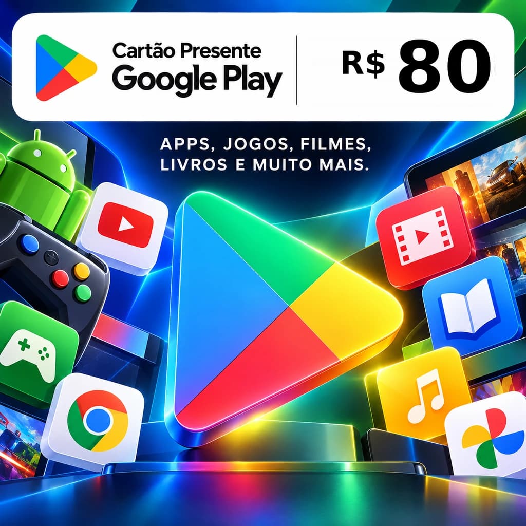 Gift Card Google Play R$ 80 - Cartão Presente Digital